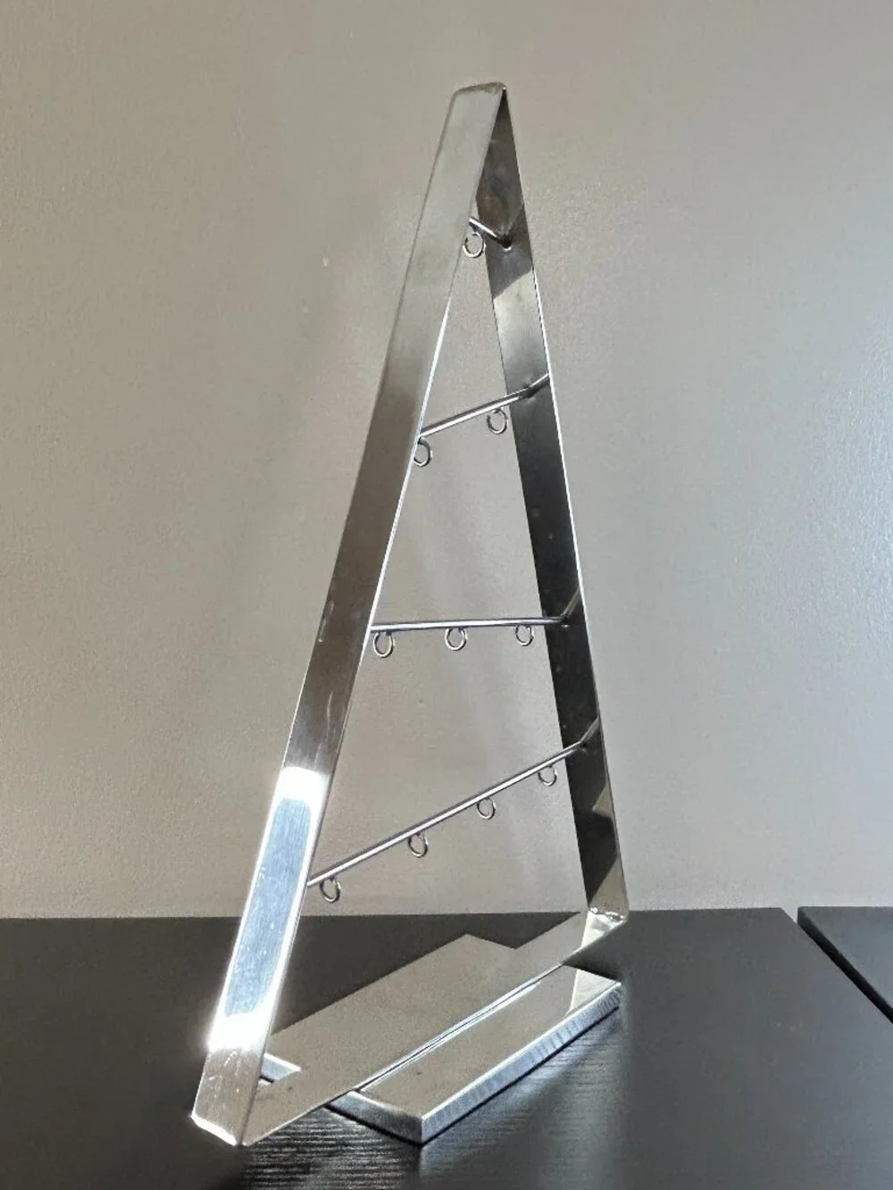 Crate & Barrel Silver Metal Christmas Ornament Display Tree 16 Inches